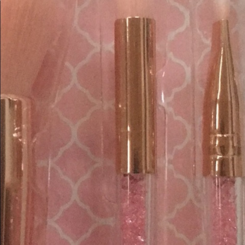 3 brush set PINK GLITTER SPARKLE HANDLE new pro
